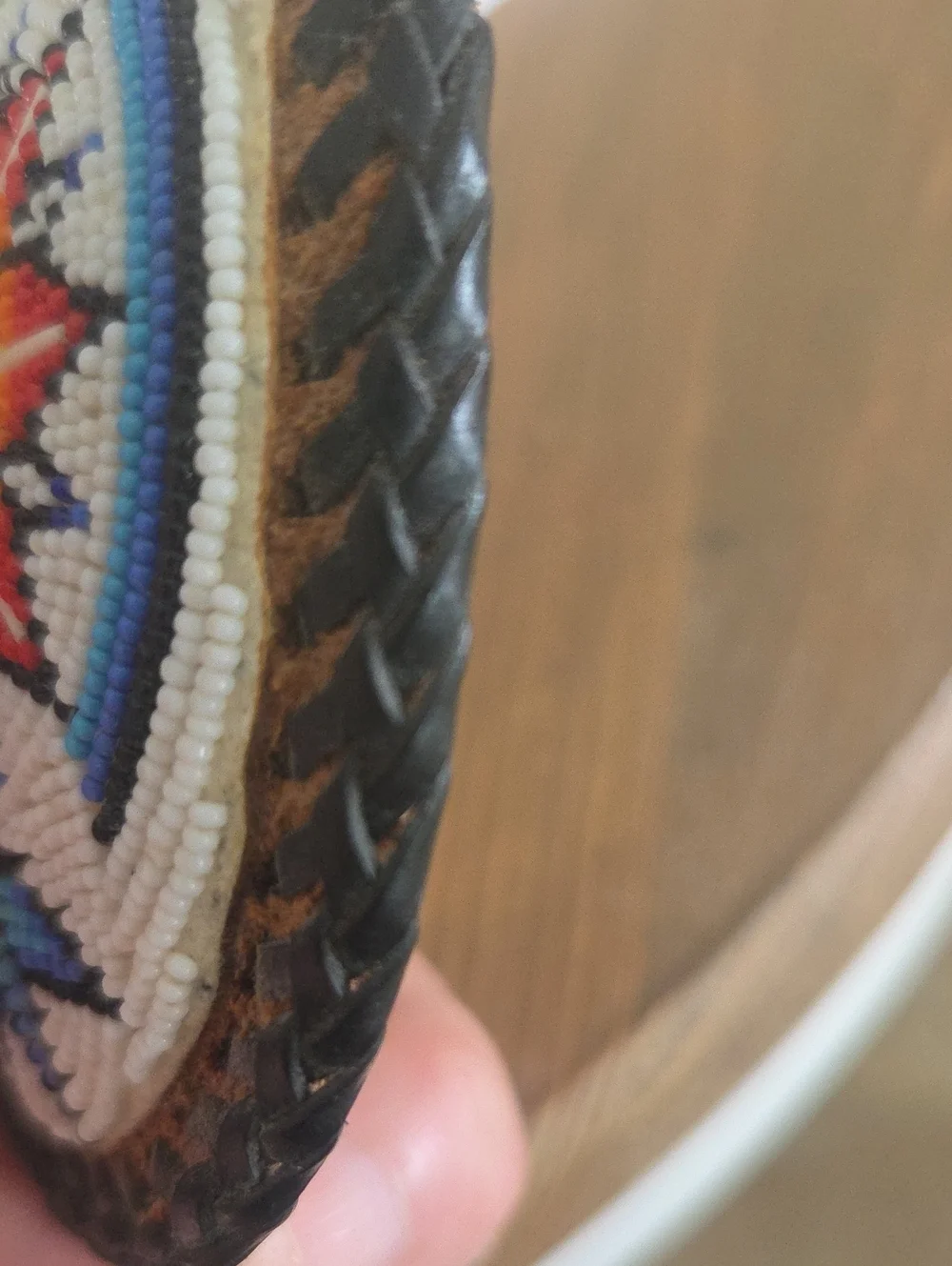 Vintage Navajo Handmade Beaded Oval Belt Buckle - Multicolor